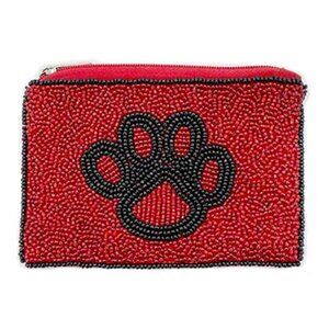 UGA Football Bulldogs Paw Beaded Storage Coin Pouch
